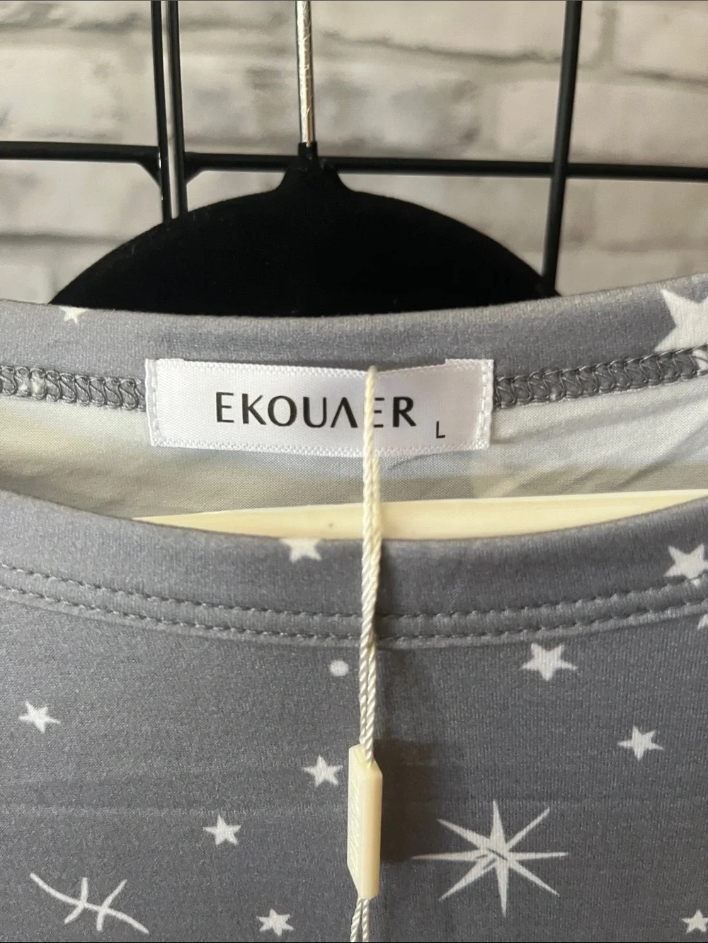 Ekouaer Gray Star & Moon Pajama Set poly spandex long sleeve /pants new